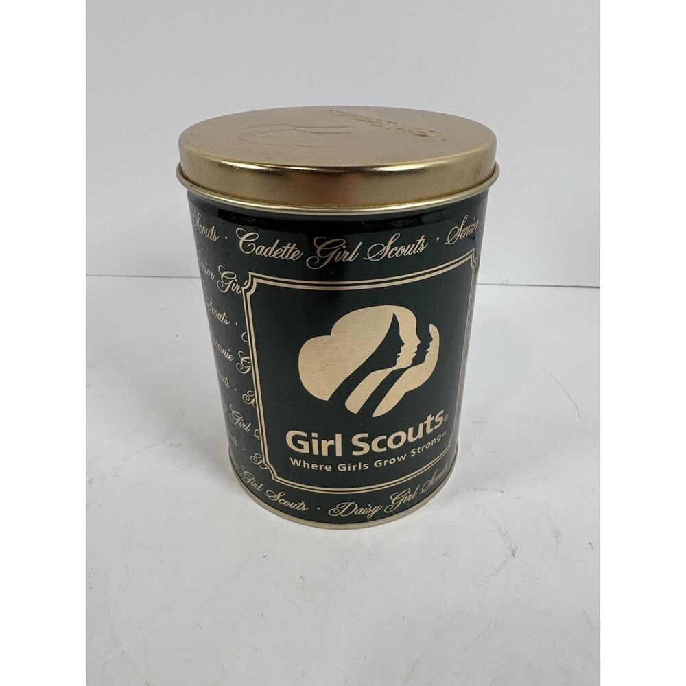 Girl Scouts Cookie Tin Metal Cadette Daisy Logo Storage Container